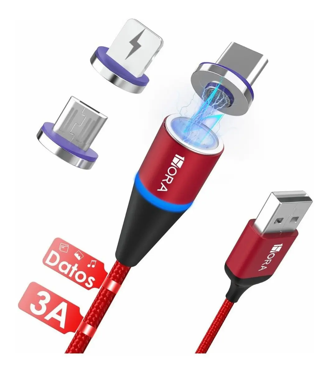 Cable Magnético con entrada USB salida Micro USB V8/ Tipo C / IP